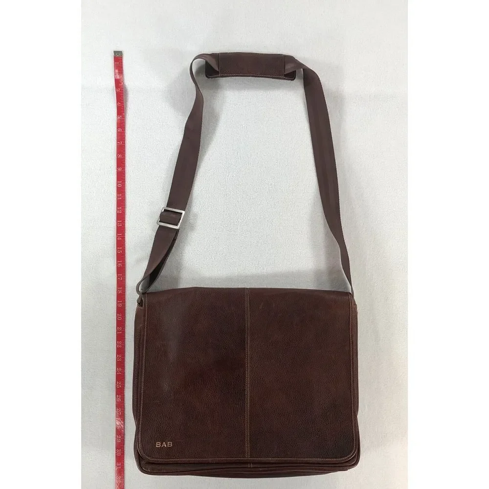 Leather Messenger Bag Executive Classico Shoulder Strap Brown Multi‎ Pocket